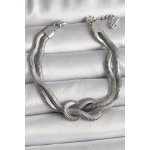 316L Çelik Gümüş Renk Düğüm Model Kadın Bileklik