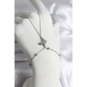 316L Çelik Gümüş Renk Kelebek Model Kadın Şahmeran