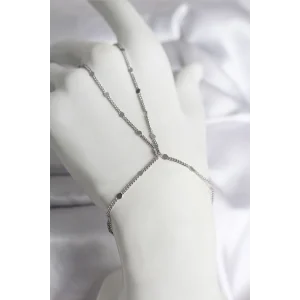 316L Çelik Gümüş Renk Parçalı Ezme Zincir Model Kadın Şahmeran