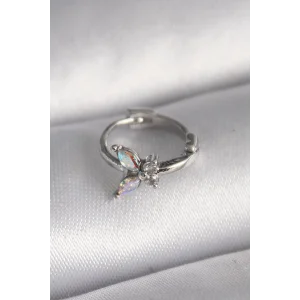 316L Çelik Gümüş Renk Zirkon Taşlı Kelebek Model Tragus Piercing
