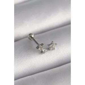 316L Çelik Gümüş Renk Zirkon Taşlı Yıldız Tragus Piercing