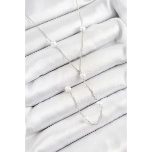 Pirinç İnci Figürlü Y Model Gümüş Renk Kadın Kolye