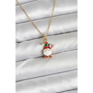316L Çelik Zincir Gold Renk Yılbaşı Teması Kadın Kolye
