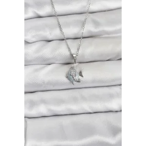 316L Çelik Zincir Gümüş Renk Balık Model Zirkon Taşlı Kadın Kolye