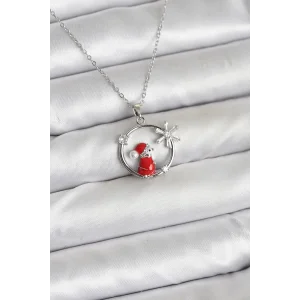 316L Çelik Zincir Gümüş Zirkon Taşlı Yılbaşı Tema Kadın Kolye