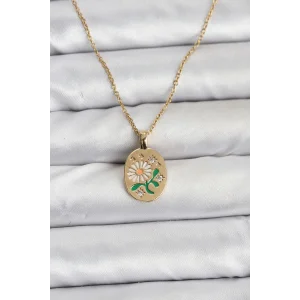 316L Çelik Zincir Papatya Figürlü Kadın Kolye