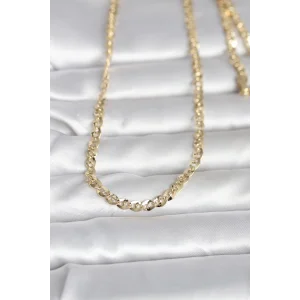 CM 14K Gold Renk Yassı Oval Zincirli Model 60 cm Kadın Kolye