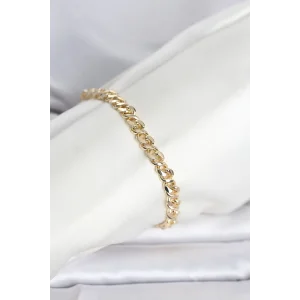 CM 14K Gold Renk Yassı Zincir Model Kadın Bileklik