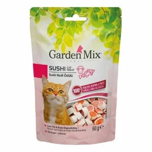 Garden Mix Kuzulu Sushi Düşük Yağlı Şekersiz Kedi Ödül Maması 1 Adet 60 Gr