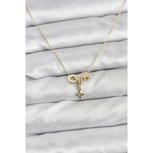 Gold Renk Pirinç Minimal Charmlı Kadın Kolye