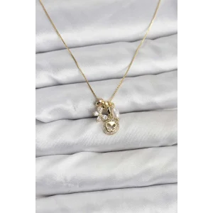 Gold Renk Pirinç Minimal Kelebek Charmlı Kadın Kolye