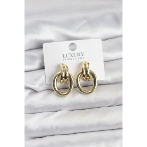 Gold Renk Pirinç Vintage Kadın Küpe