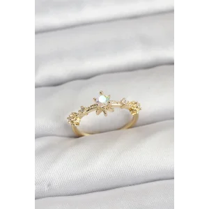 Gold Renk Pirinç Yıldız Model Kadın Yüzük