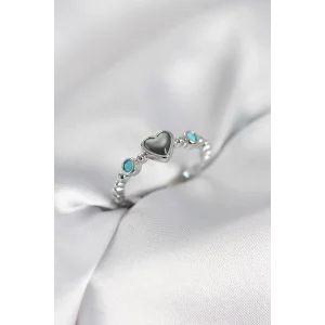 Gümüş Renk Hematit Taşlı Kadın Yüzük