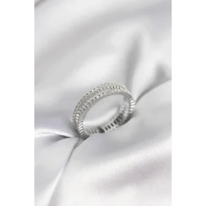 Gümüş Renk Minimal Zirkon Taşlı Kadın Yüzük