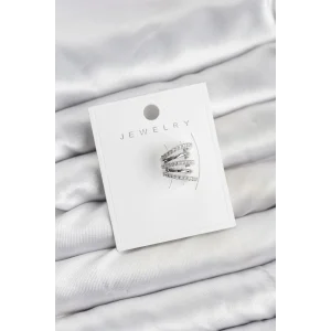 Gümüş Renk Pirinç Zirkon Taşlı Kıkırdak Earcuff Küpe