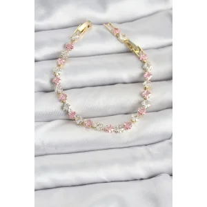 Kare Zirkon Taşlı Gold Renk Kadın Bileklik