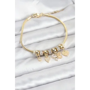 Kelebek Charmlı Gold Renk Kadın Bileklik