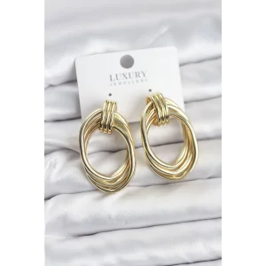 Pirinç Gold Renk Damla Model Vintage Kadın Küpe