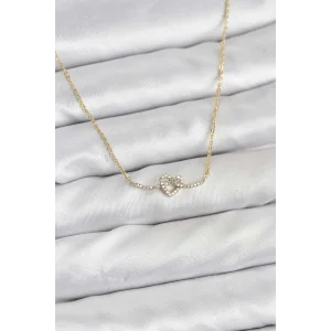 Pirinç Gold Renk Düğüm Kalp Model Kadın Kolye