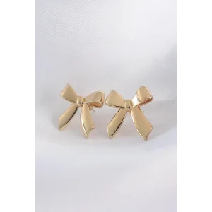 Pirinç Gold Renk Düz Plaka Fiyonk Küpe