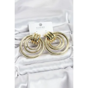 Pirinç Gold Renk Halka Model Vintage Kadın Küpe