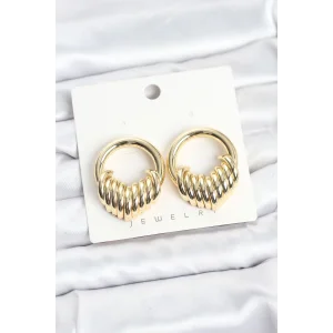 Pirinç Gold Renk Halka Sarmal Model Vintage Kadın Küpe