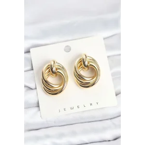 Pirinç Gold Renk Sarmal Halka Model Vintage Kadın Küpe