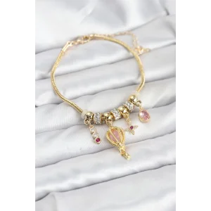 Pirinç Gold Renk Uçan Balon Charmlı Kadın Bileklik