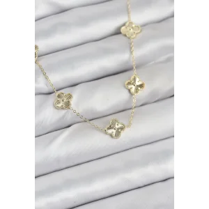 Pirinç Gold Renk Yonca Kadın Kolye