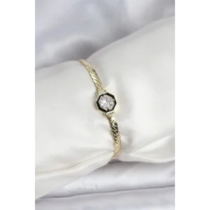 Pirinç Gold Renk Zirkon Taşlı Kadın Bileklik