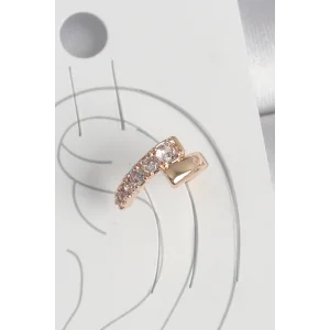 Pirinç Gold Renk Zirkon Taşlı Kadın Kıkırdak Küpe