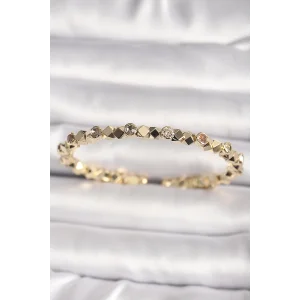 Pirinç Gold Renk Zirkon Taşlı Küp Dorika Model Kadın Bileklik