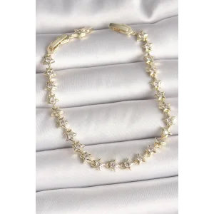 Pirinç Gold Renk Zirkon Taşlı Yıldız Model VIP Seri Kadın Bileklik