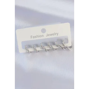 Pirinç Gümüş Renk Kalp Model Küpe Seti