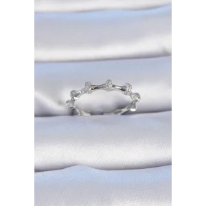 Pirinç Gümüş Renk Zirkon Taşlı Kadın Yüzük