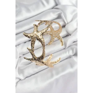 Pirinç Sıralı Deniz Yıldızı Model Gold Renk Kadın Pazu Bileklik