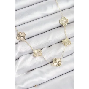 Pirinç VIP Yonca Model Gold Renk Kadın Kolye