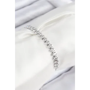 Pirinç Zirkon Taşlı Damla Model Gümüş Renk Asansörlü Kadın Bileklik