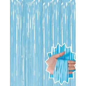 Soft Mavi Püsküllü Kapı Perdesi - Parti, Baby Shower, Sünnet Süsü 1x2 M