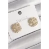 Pirinç Gold Renk Zirkon Taşlı Yonca Model Kadın Küpe