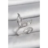 Pirinç Gümüş Renk Zirkon Taşlı Balık Kuyruğu Model Ayarlanabilir Kadın Yüzük