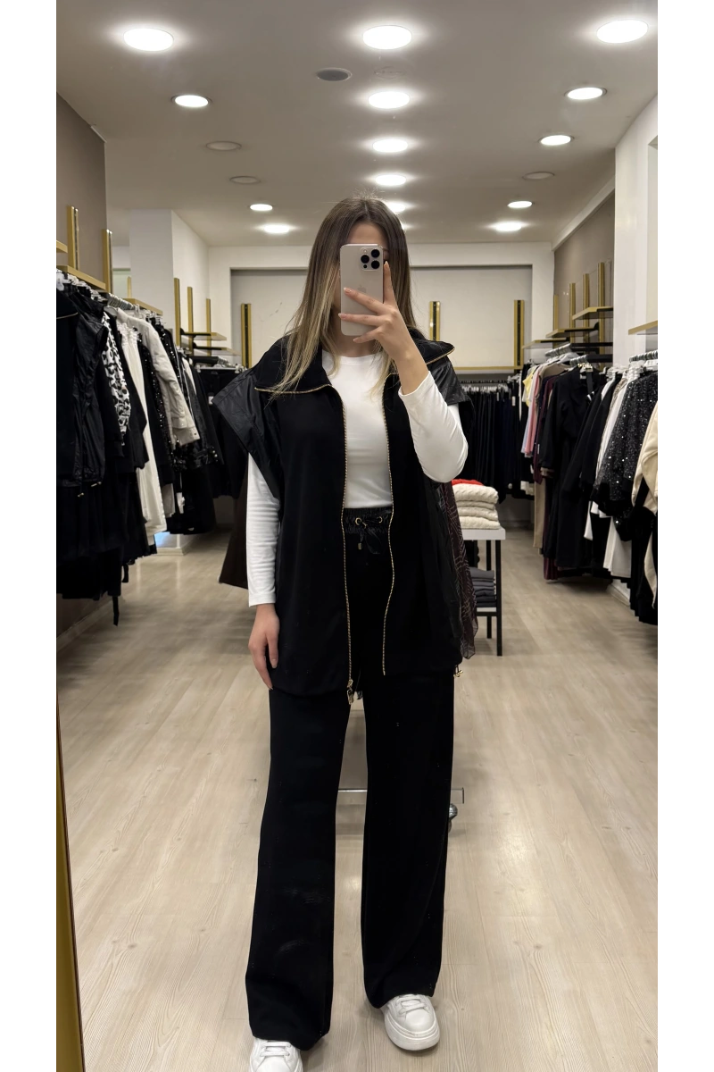 Vure Garni Detaylı Yelekli İkili Takım