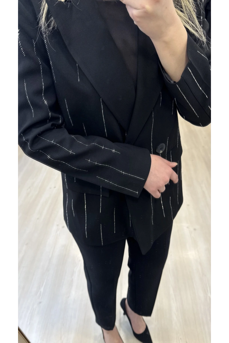 Poliv Şerirt Taşlı Blazer Ceket
