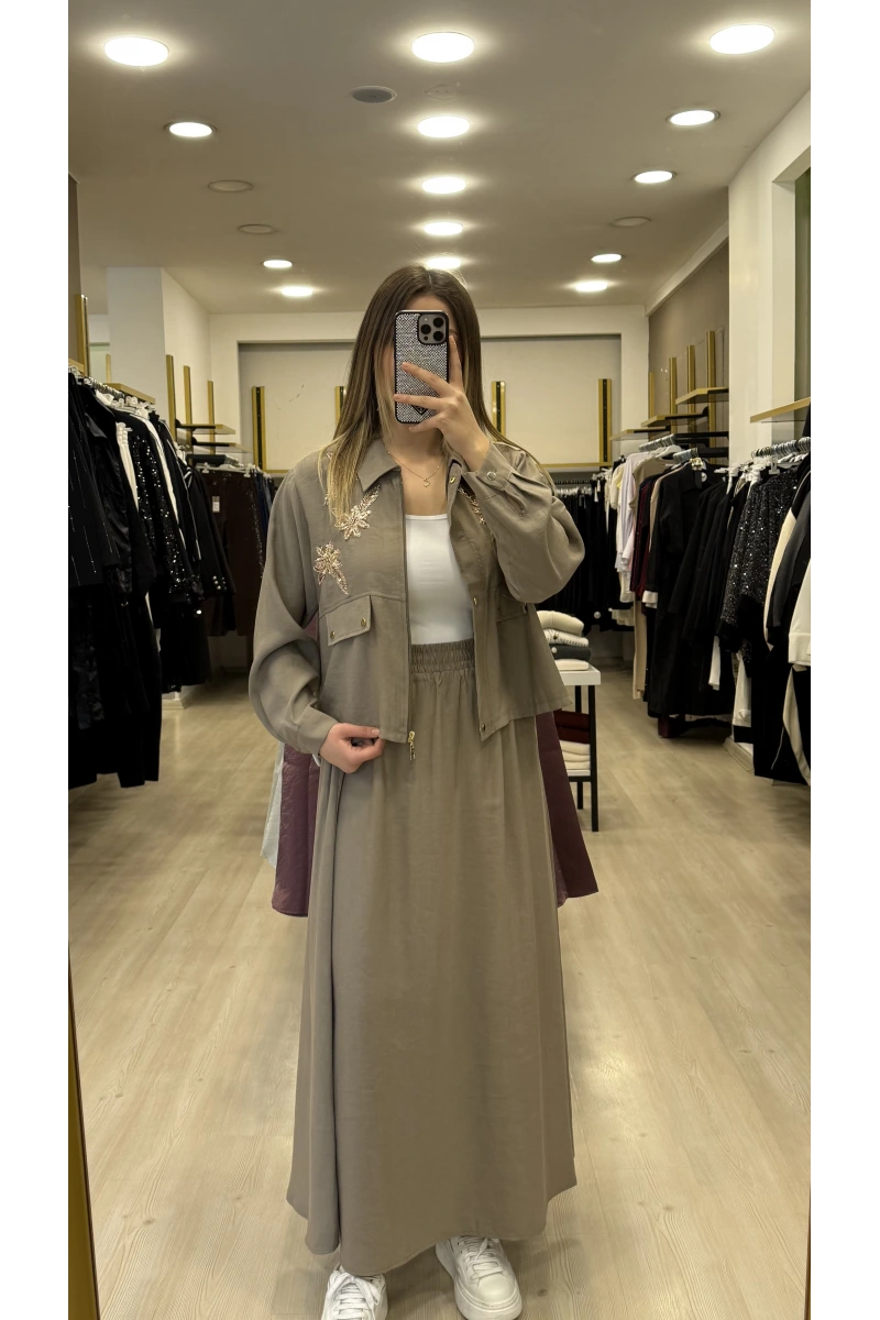 Yaprak Nakışlı Tensel İkili Takım
