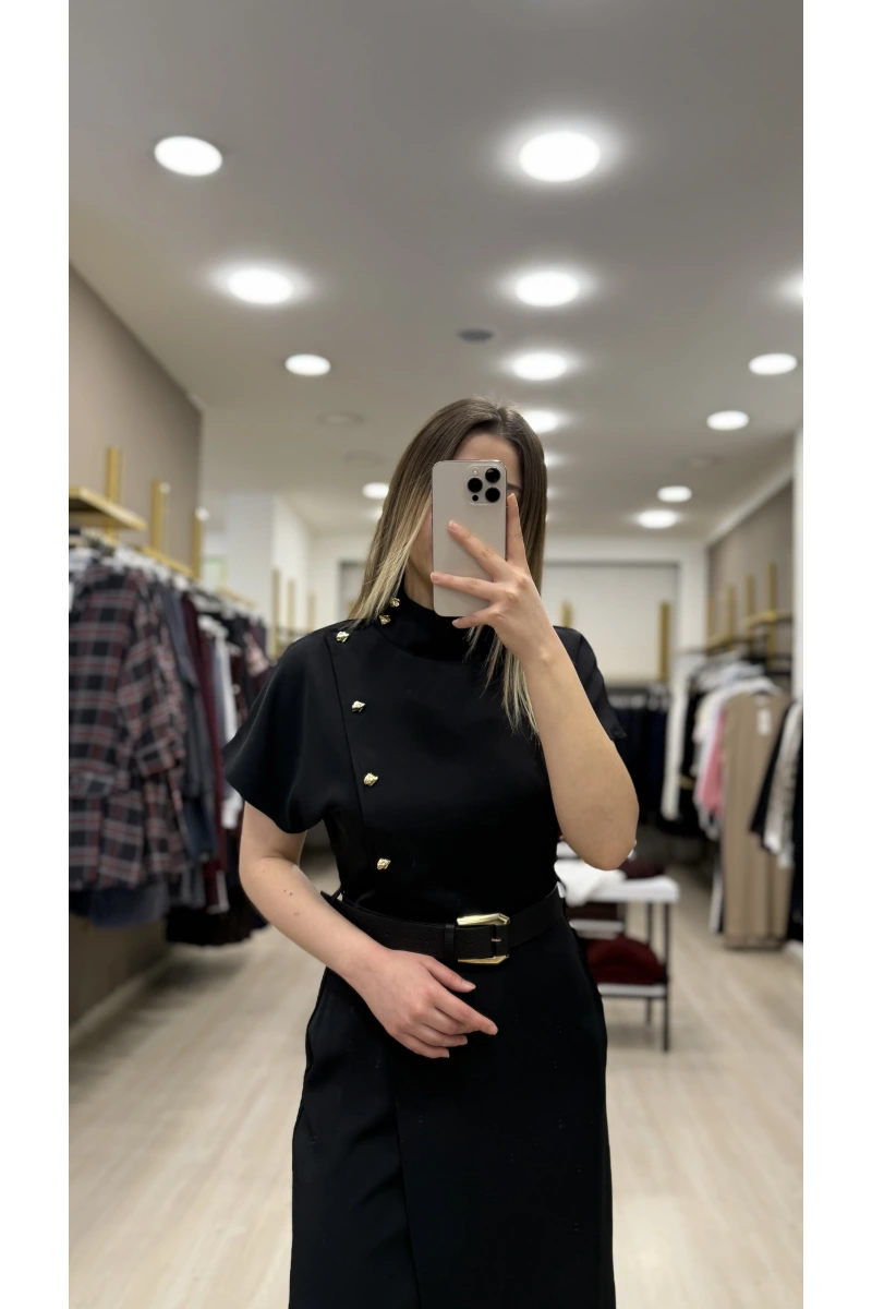 Wiko Düğme Ve Kemer Detaylı Elbise
