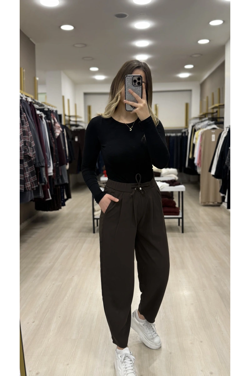 Bervi Bel Büzğülü Şalvar Pantolon