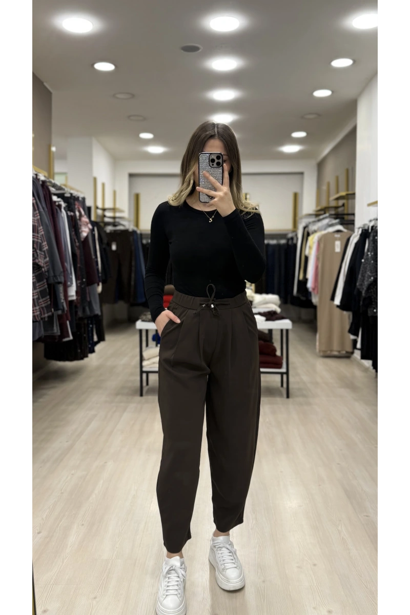 Bervi Bel Büzğülü Şalvar Pantolon