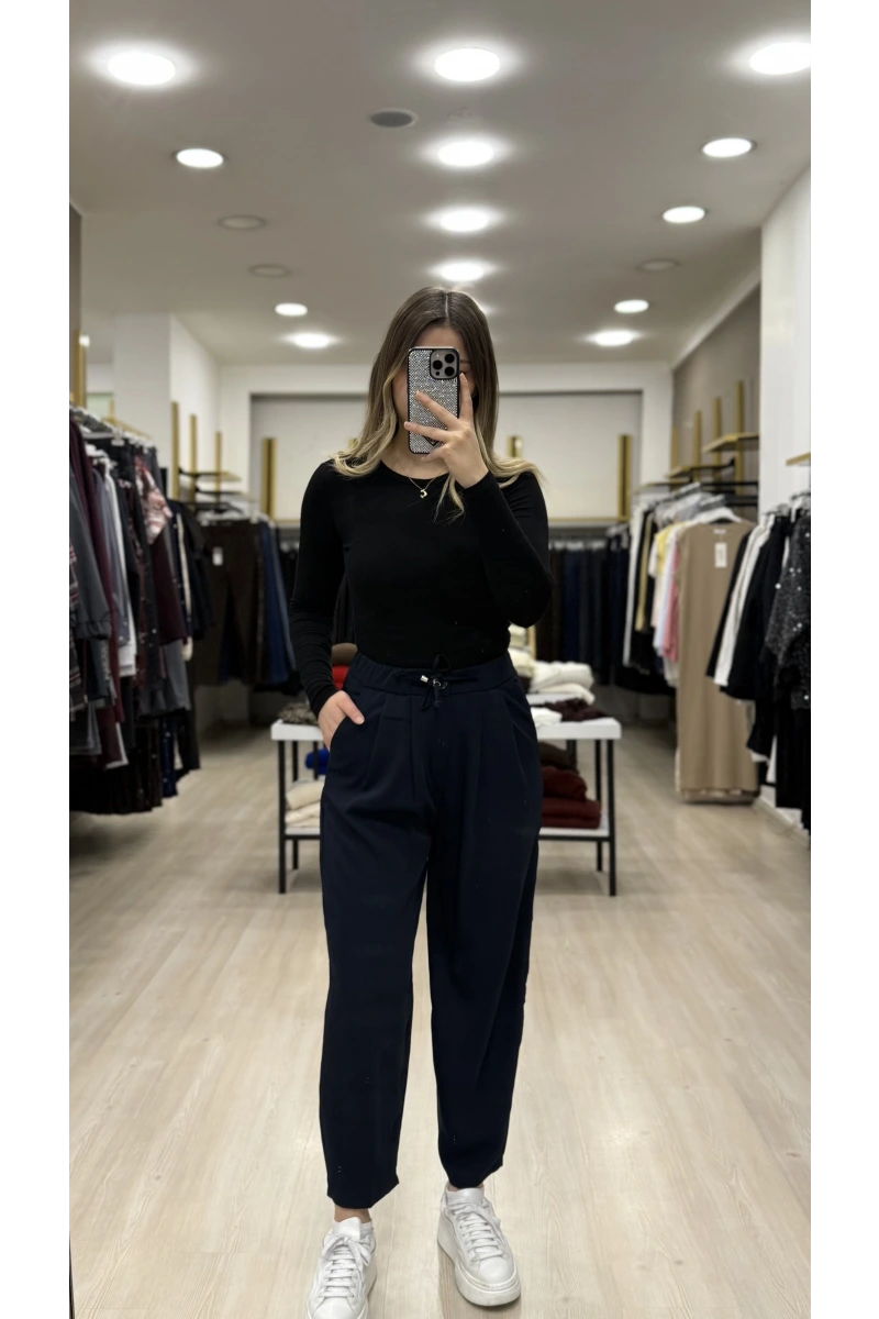 Bervi Bel Büzğülü Şalvar Pantolon