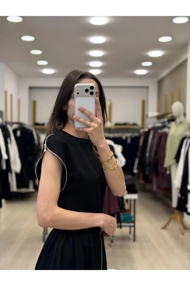 Conic Modal Fermuar Detaylı Etekli İkili Takım